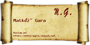 Matkó Gara névjegykártya
